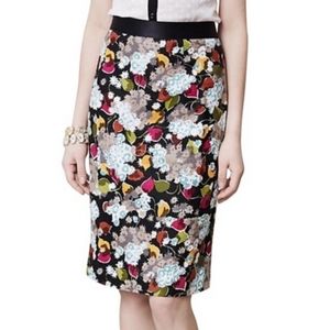 Anthropologie‎ Womens Skirt 4 Girls From Savoy Black Motif Floral Skirt